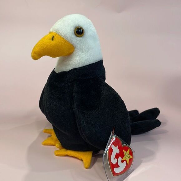 Baldy The Bald Eagle 1996 Ty Beanie BabyP.E. Pellets Vintage ear and Tush tags
