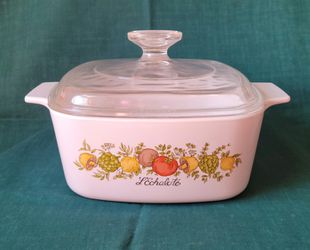 Casserole w/Lid, Corning, Spice of Life with Lid, 3 Qt, Vintage