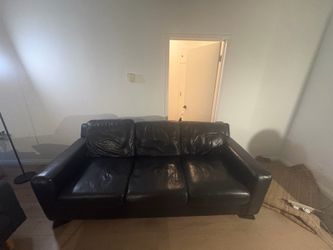 Black Leather Sofa - 3 Seater and 2 Seater