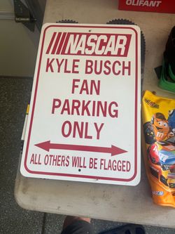 Kyle Busch NASCAR Sign and Flag