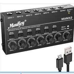 Moukey Audio Stereo Mixer, 6 Channel NEW 