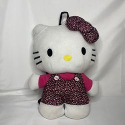 Hello Kitty Sanrio Cheetah Pink Leopard Cheetah Outfit Plush Backpack 