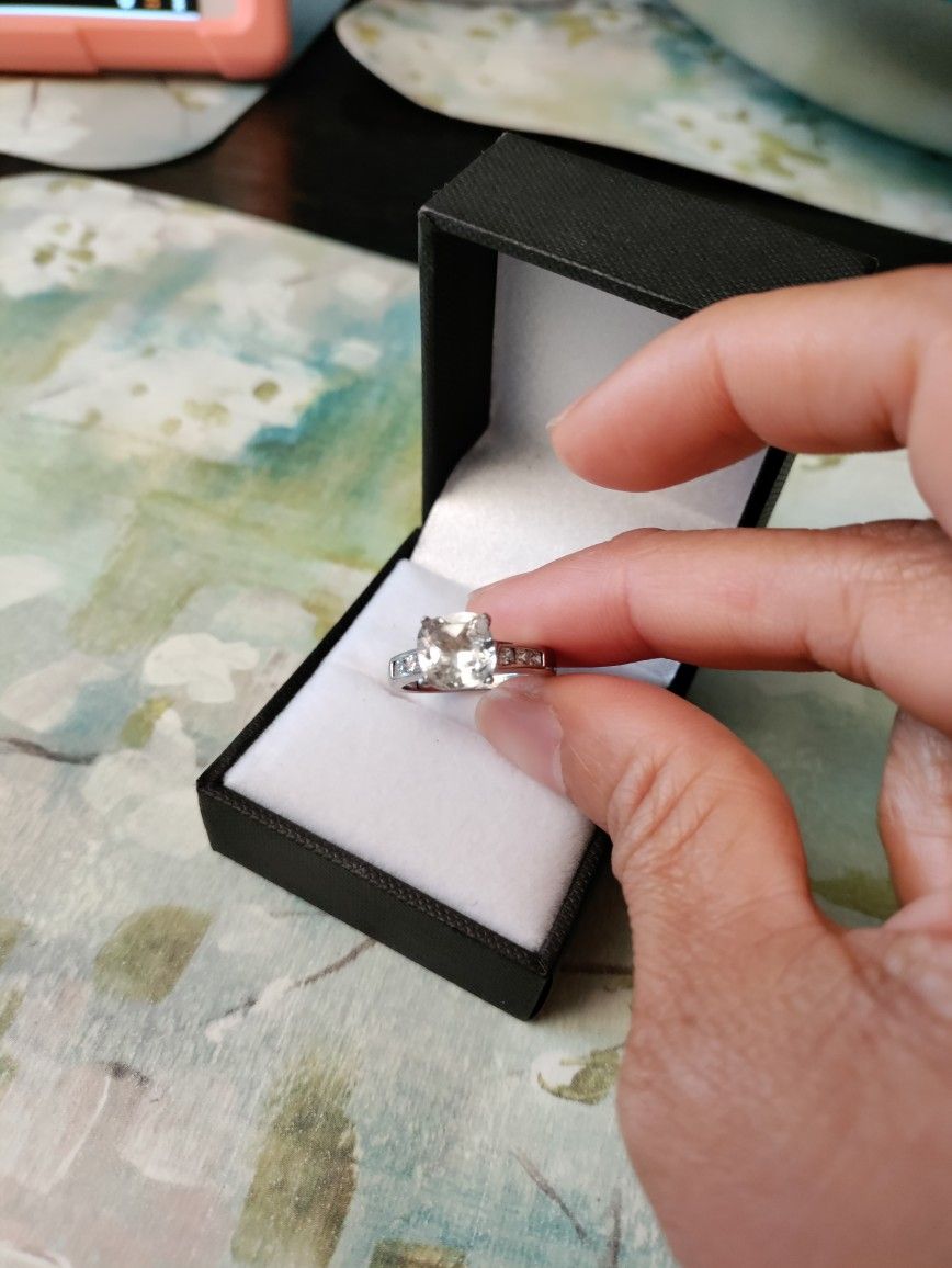 Sterling Silver Engagement Ring Size 5.75