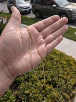 Gold Linked Cuban, 24 Inches Length, 2mm Links