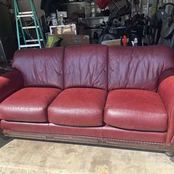 Burgundy leather couch