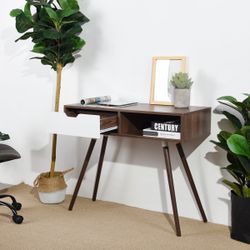 Homy Casa ULTRON 35” WALNUT Office Desk for Home Workspace Open Box