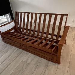 Futon Wooden Frame Sofa&Bed w Drawers