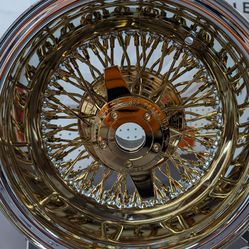 13x7 72 Spoke Crosslace Gold Centers Lowrider Rims
