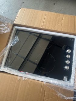 AMZCHEF 30" Electric Cooktop 4 Burner 7000W Built-in Stove All Cookware