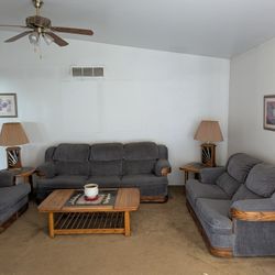 Vintage 80's Living Room Furniture Couch Sofa Set Armchair