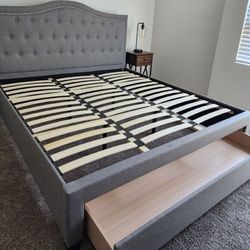 Brand new king size grey storage bed frame. 
