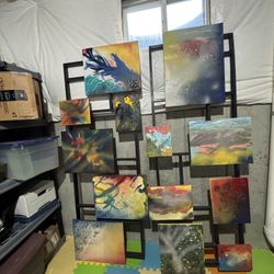 Texture paintings on wooden frame (2 frames)