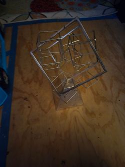 Metal Wire Geometric Sculpture on Base