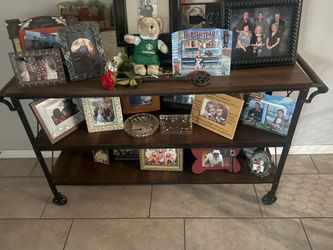 wooden display cart