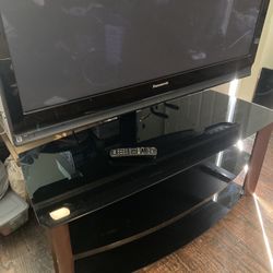 Black Glass Tv Stand & 54” Panasonic Plasma TV