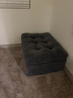 Gray Tufted Corduroy Ottoman Pouf