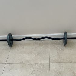 Brand New 46” Curling Bar & Two 10 Lbs Plates 