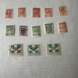 Greek Occupation Stamp Group Of 13 