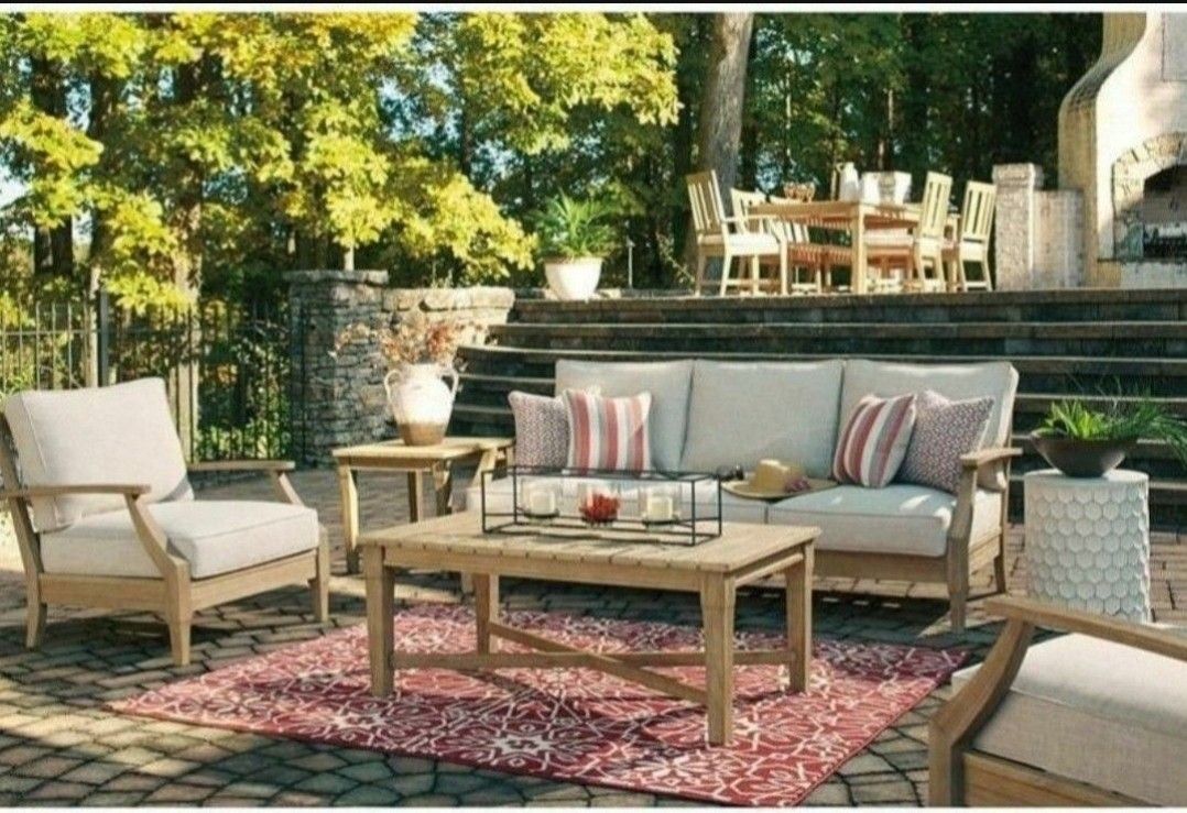 Clara View Beige Sofa With Cushion Outdoor Patio Seat