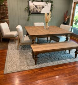 Chunky Leg Farmhouse Table – Solid Wood Family Table