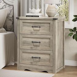 New 23.6"W Rustic 3 Drawer Nightstand , Bedside Table with Cup Pulls for Bedroom  New in box HLG106-GOK Features * Modern Farmhouse Design with Refine
