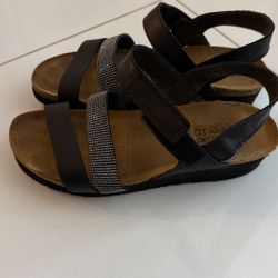 Naot Women’s Leather Sandals Size EU 37 US 6 Black Strappy Comfort Made in Israel