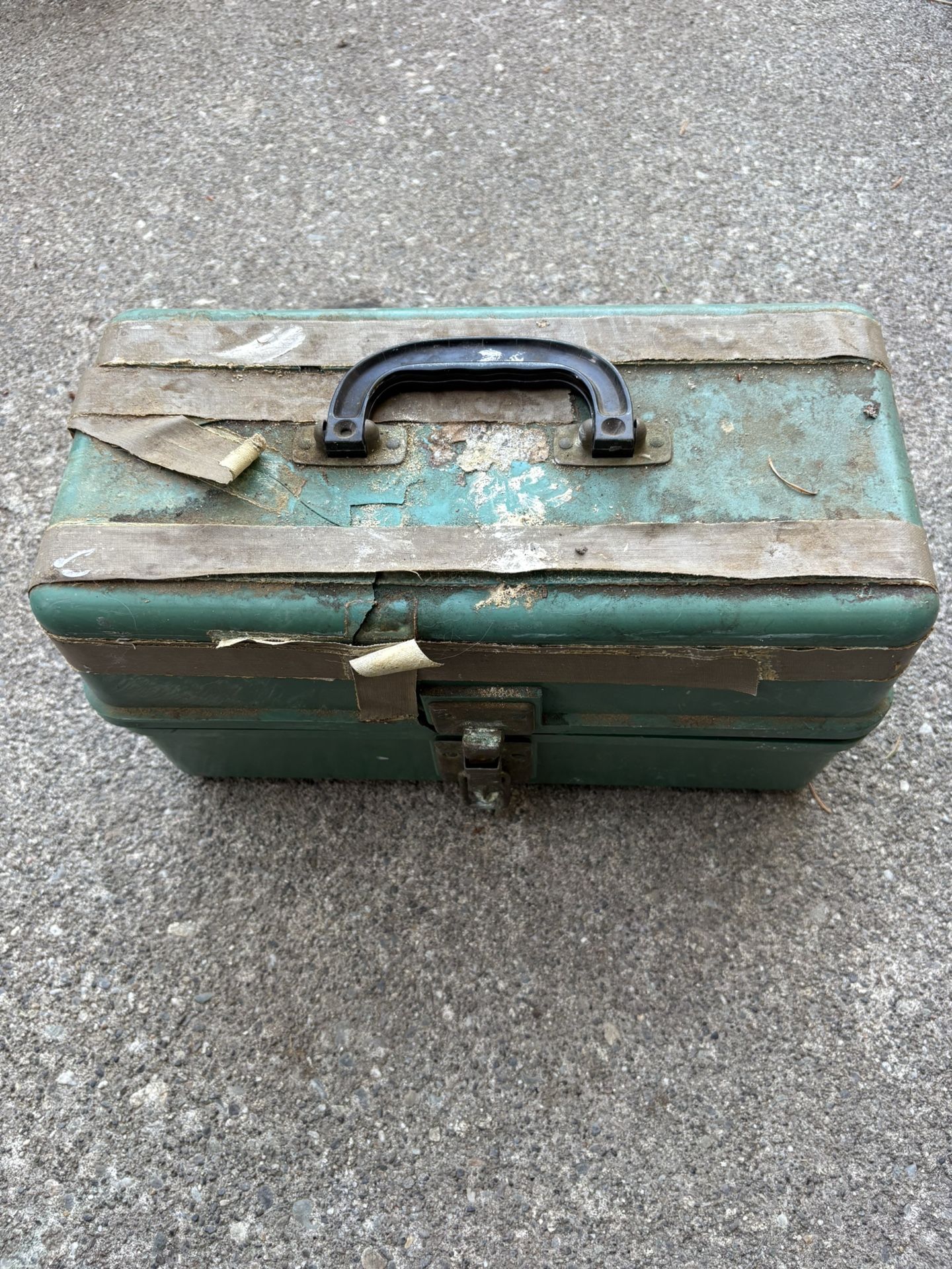 Old Fishing Tackle Box With Gear