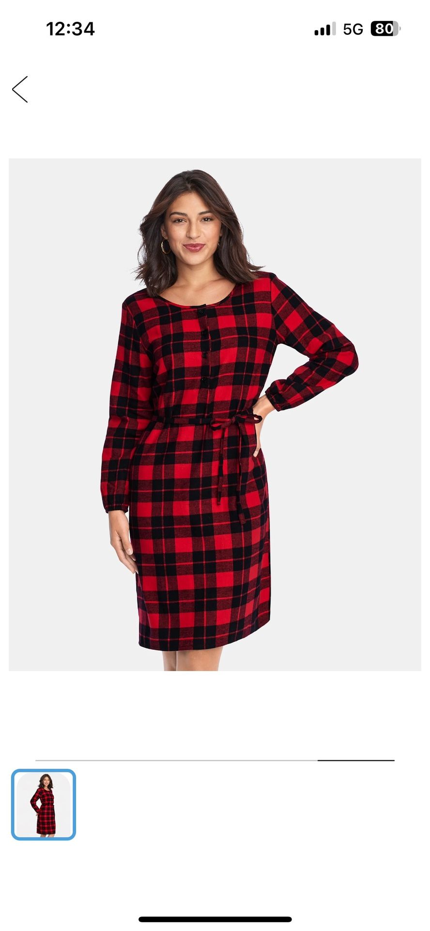 Women’s matching family buffalo plaid flannel shirt dress red