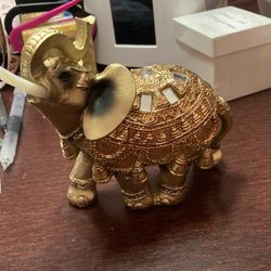 4.5” High Resin Golden Elephant Statue 