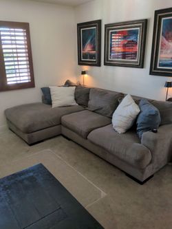 Gray Fabric Sectional Sofa with Chaise