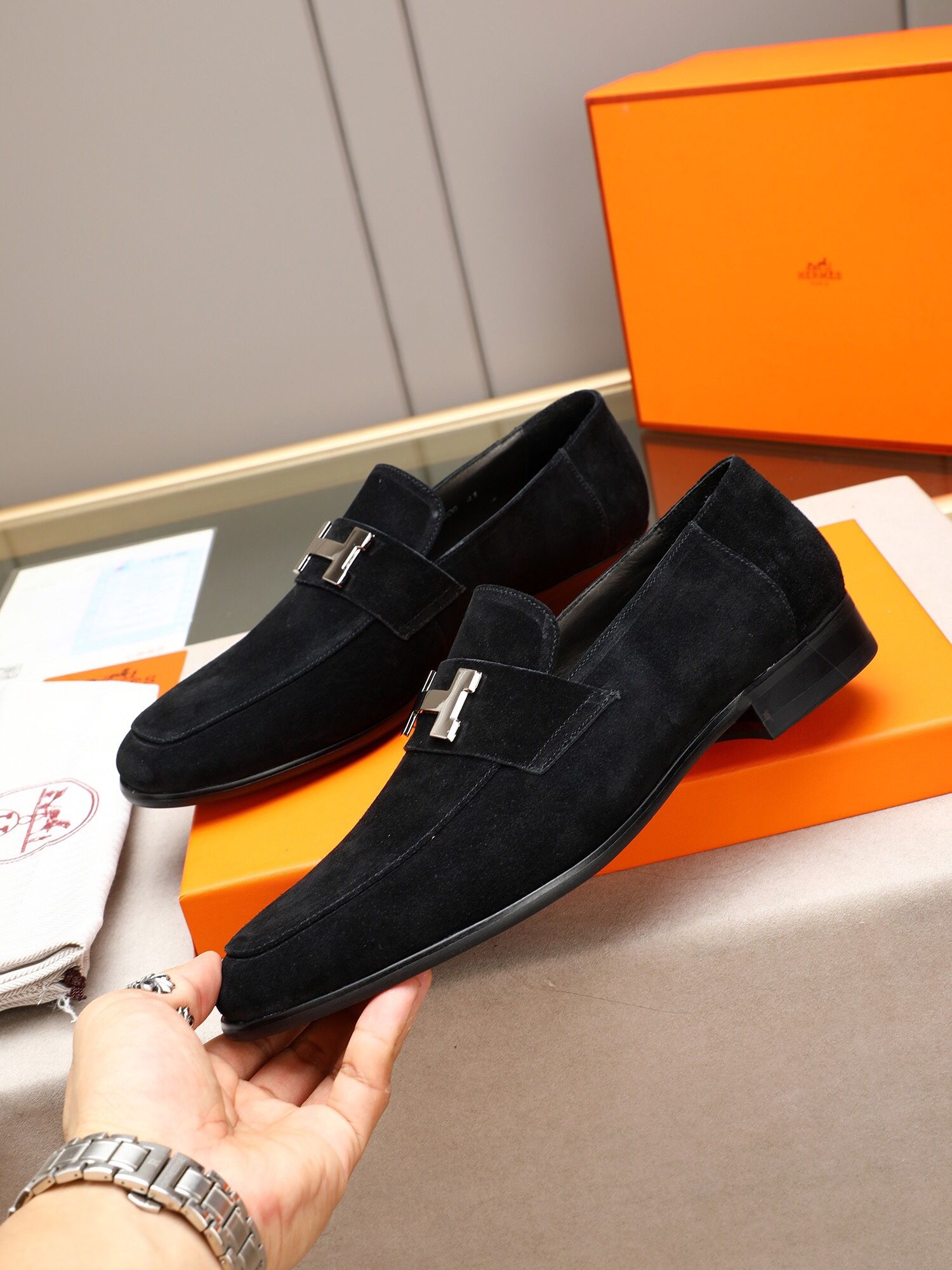 Hermes Men’s Leather Shoes With Box New 