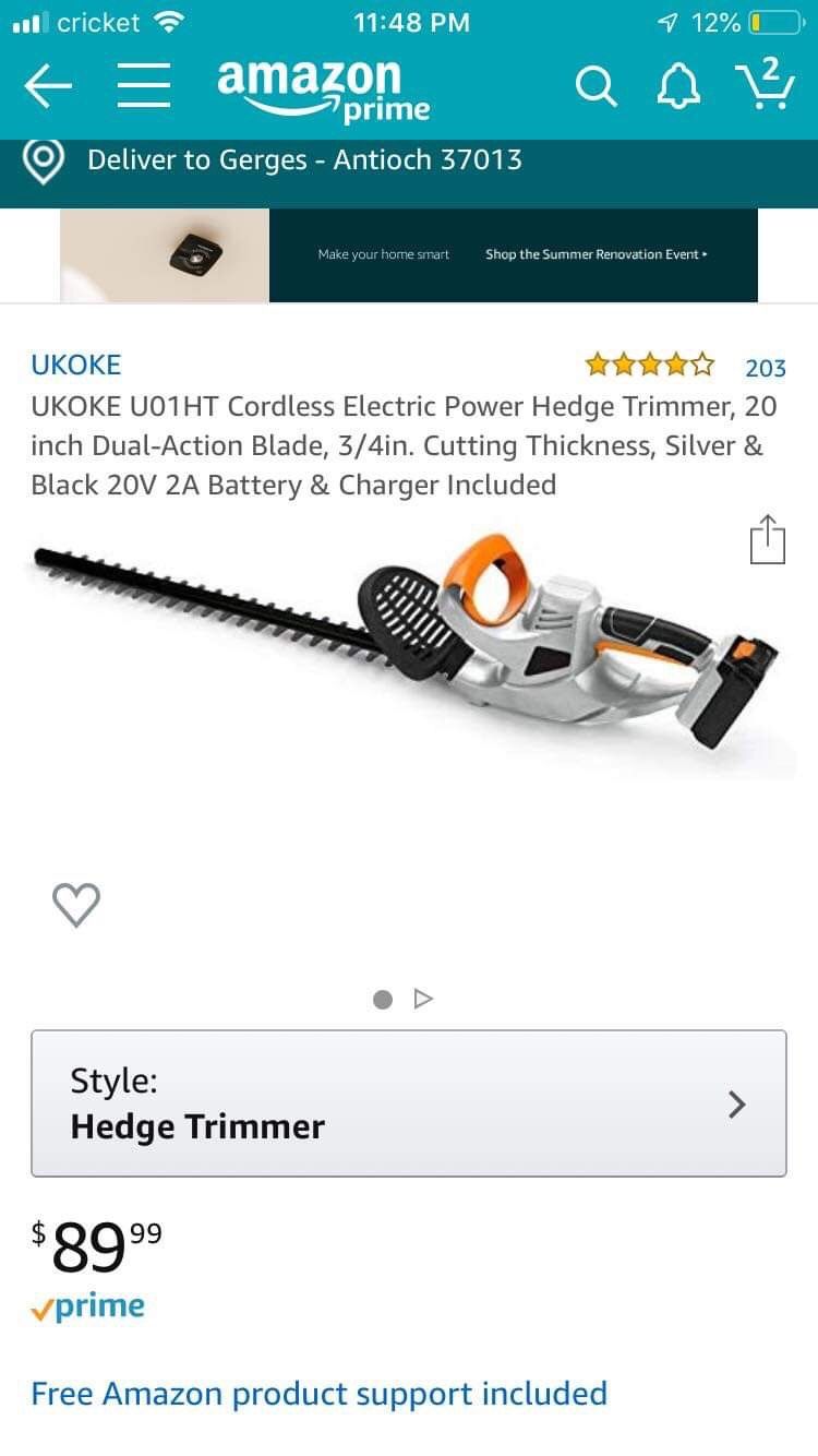 Electric hedge trimmer 20 inch
