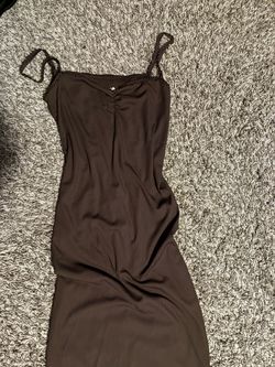 Brown Ribbed Maxi Slip Dress