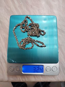 Gold white gold 14kt rope solid gold chain 31 inches 32 grams selling at melt price no low ballers stamped 14kt and Peru and makers mark