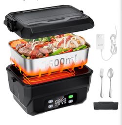 100W Cordless Heated Lunch Box, 45W Fast Charging＆22000mAh Rechargeable Electric Lunch Box for Adults - 6.5 Cups Portable Food Warmer with 24H Schedul