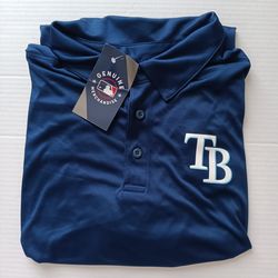 2XL Tampa Bay Rays Majestic Navy Polo Shirt