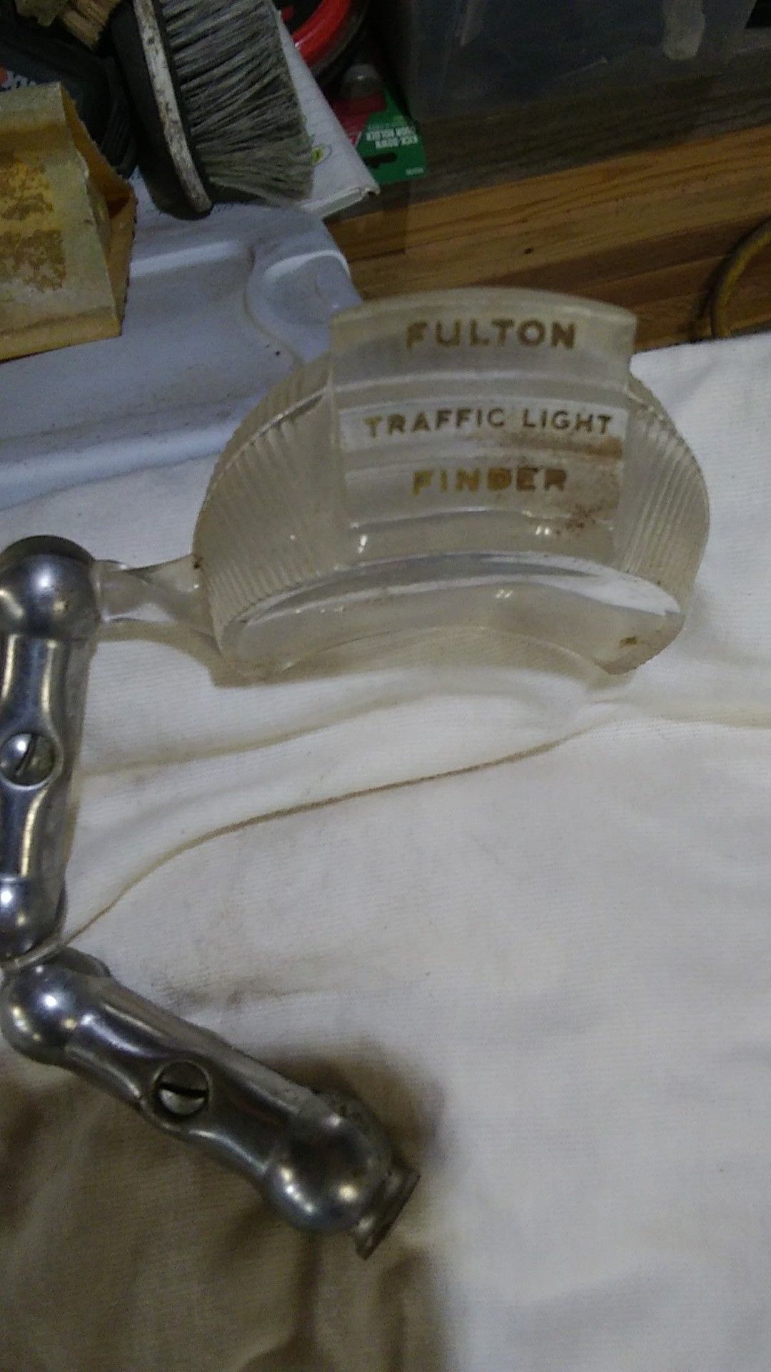 Fulton Traffic light finder. It's very old. Text (contact info removed)