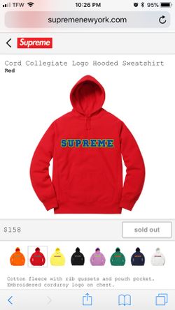 Supreme Cord Collegiate Hoodie
