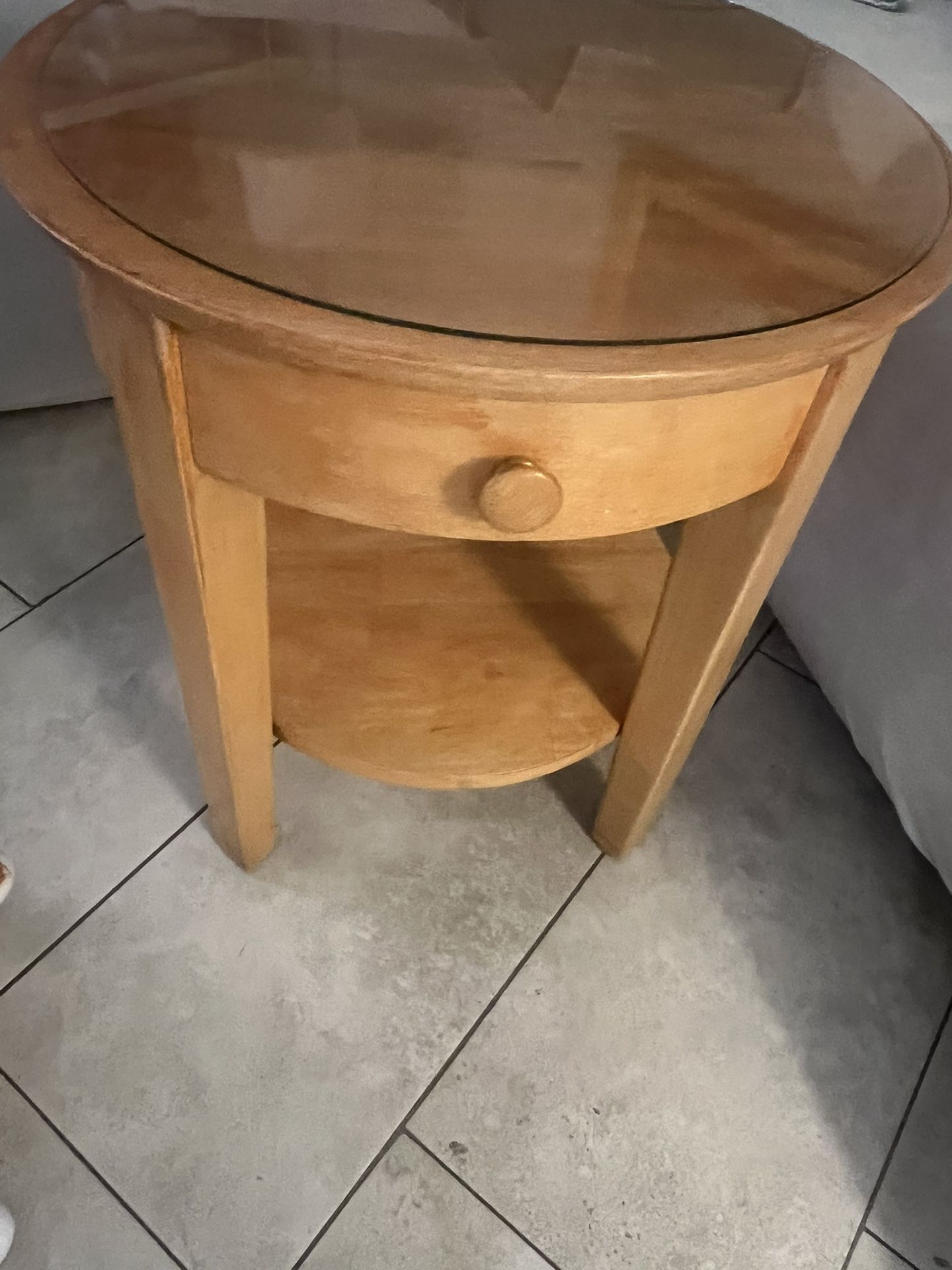 round wooden coffee table
