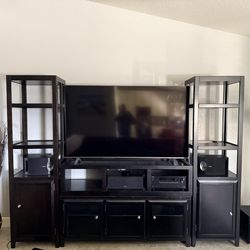 Large Entertainment Center / TV Wall Unit (Dark Wood)