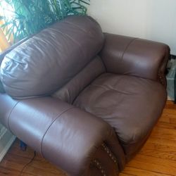 Brown Leather Chair With Ottoman