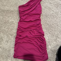 Giambattista Valli For Impulse One-Shoulder Mini Dress - Size S (Fuchsia Pink)