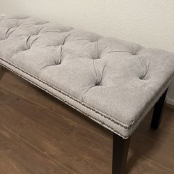 Grey Upholstered Bench Ottoman 