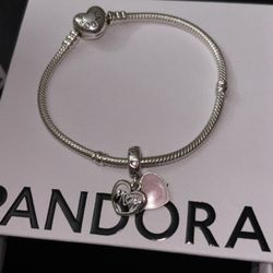 Pandora Moments Heart & Snake Chain Bracelet Sterling Silver 