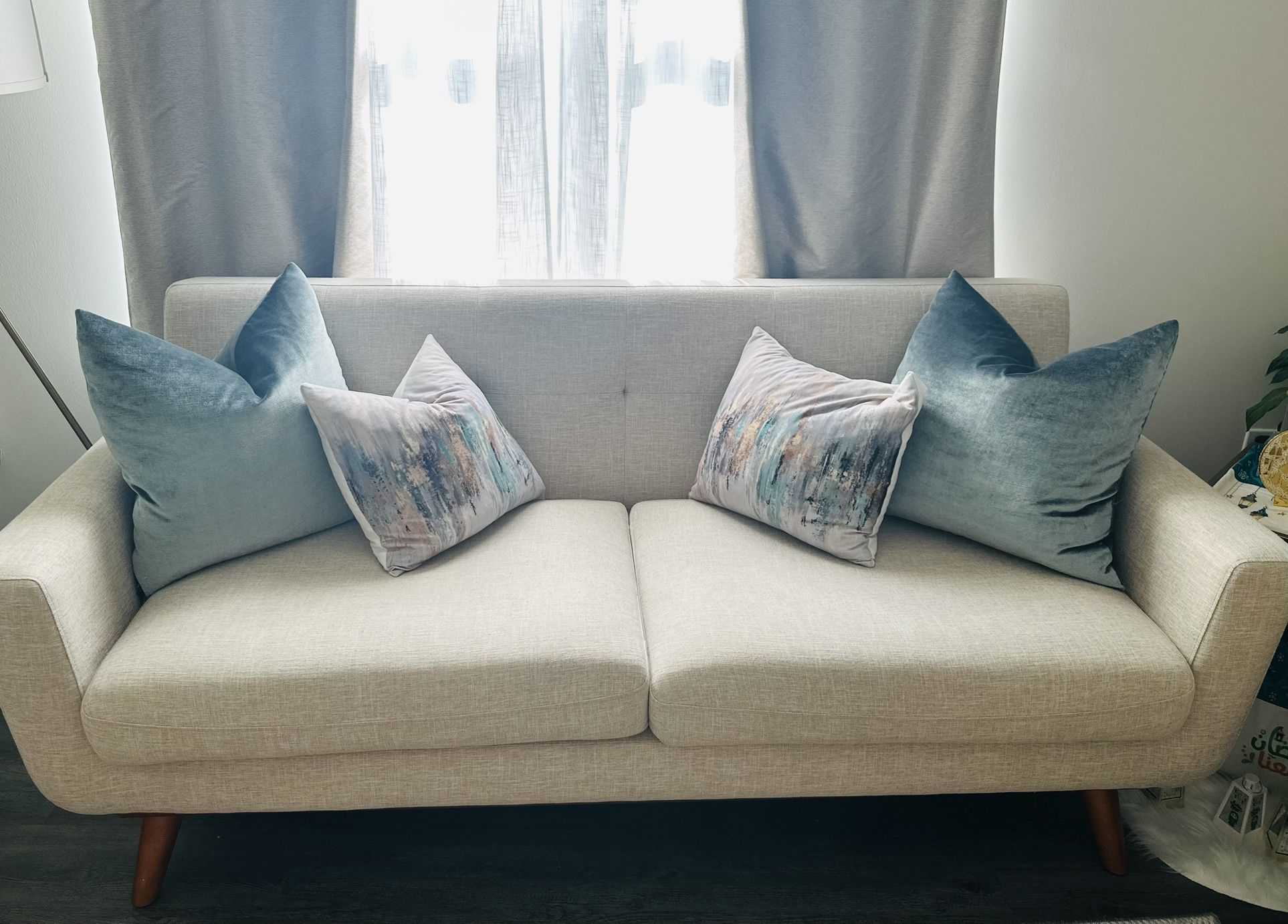 Modway Engage Mid-Century Modern Upholstered Fabric Sofa in Beige