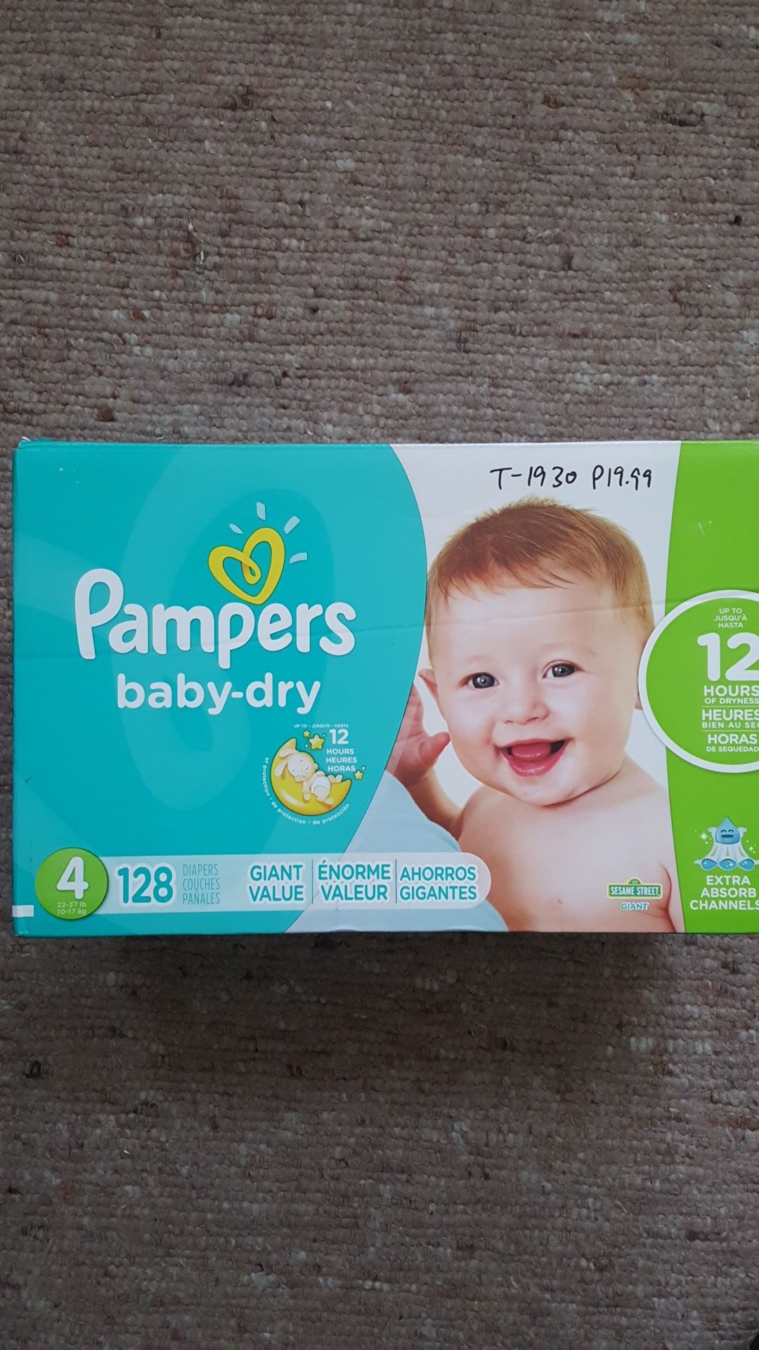 Pampers Baby-Dry 128 diapers Sesame Street Giant extra-absorbent channels 12 hours of dryness * size 4
