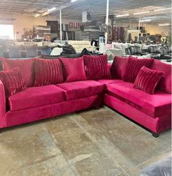 Fuchsia Fabric Sectional. Brand New.