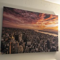 Large NYC Skyline Canvas Wall Art – Sunset View