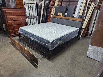 Industrial Platform Bed Frame with Storage