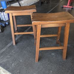 Wood Barstools (2)